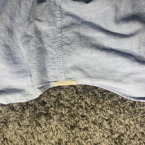 Banana Republic Shirt Men Blue Check Linen Blend Long Sleeve Button Up Large - Picture 6 of 8